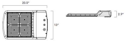 LED Slim Outdoor Area Light, Shoebox Fixture with Photocell 150/200/240/300 Watt, 3 CCT, 46000 Lumens